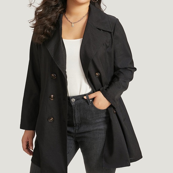 BloomChic Jackets & Blazers - BloomChic Black Trench Coat Blazer Plus Size 2X